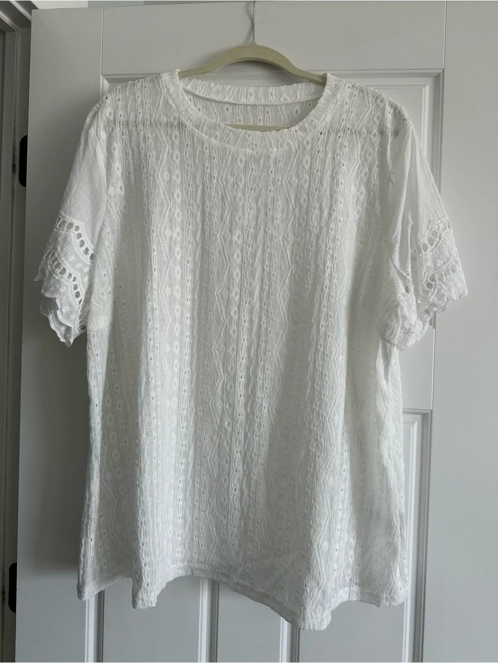 SHEIN plus size White Eyelet Lace Short Sleeve Top - Picture 1 of 10